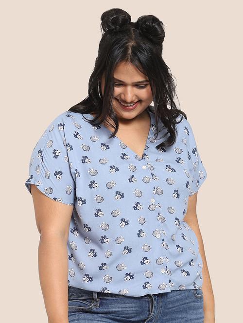 women light blue printed plus size shirt - 20745473 - Very Small Image - 1
