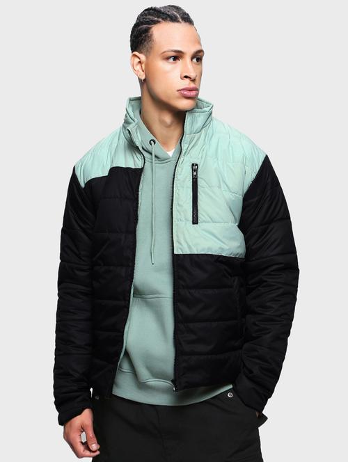 black & blue colorblock detailed quilted jacket - 20745501 - Very Small Image - 1