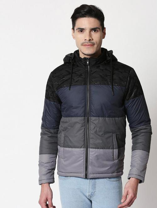 men color block hooded quilted jacket - 20745558 - Very Small Image - 1
