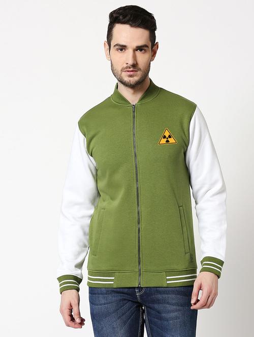 green colourblocked detailed casual jacket - 20745593 - Very Small Image - 1