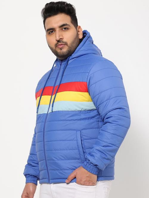 men color block hooded quilted jacket - 20745606 - Very Small Image - 1