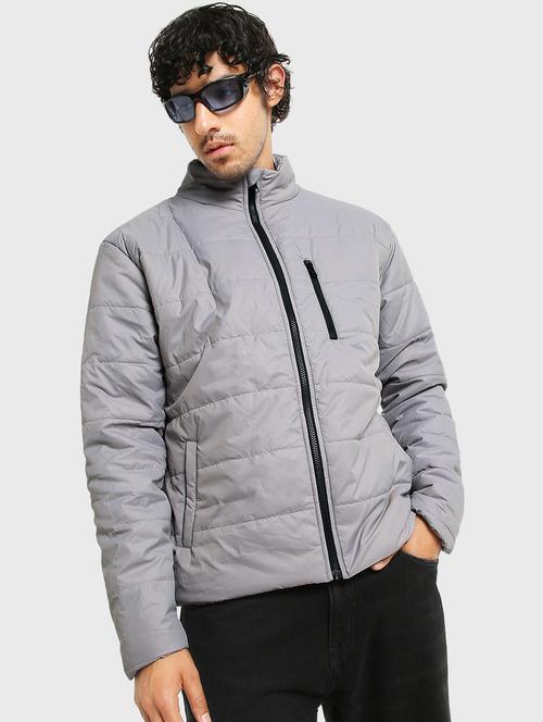 solid grey detailed casual jacket - 20745608 - Very Small Image - 1