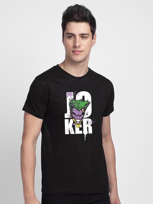 black cotton chest print t-shirt - 20746306 - Very Small Image - 1