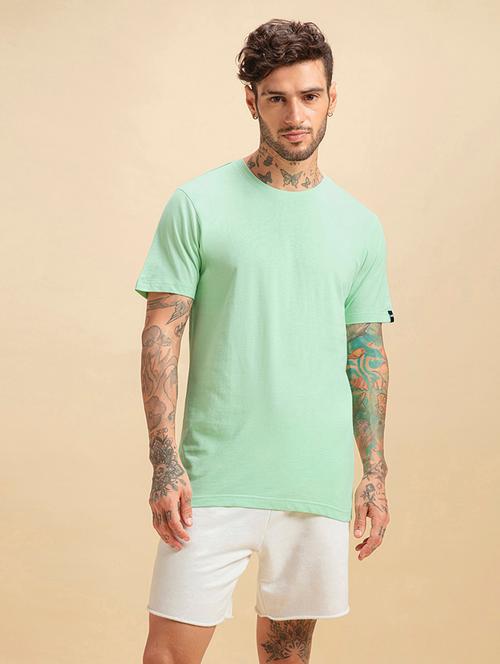 light green cotton plain t-shirt - 20746348 - Very Small Image - 1