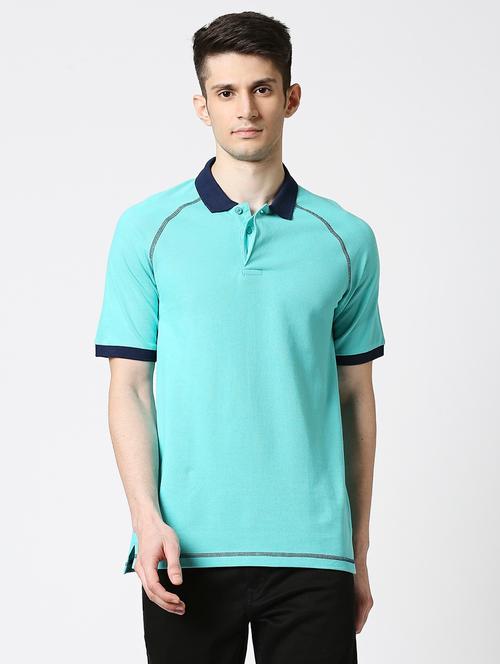 men turquoise solids short sleeves t-shirt - 20746362 - Very Small Image - 1