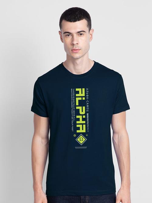 navy blue typographic short sleeve t-shirt - 20746367 - Very Small Image - 1