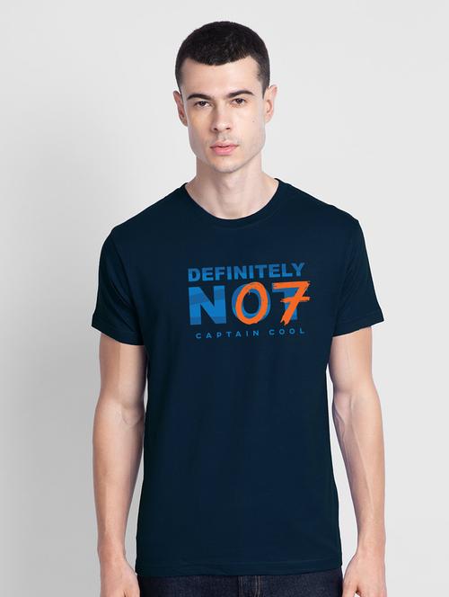 navy blue cotton printed t-shirt - 20746372 - Very Small Image - 1