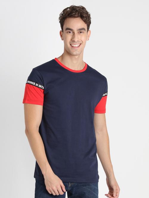 navy blue colored cotton t-shirt - 20746400 - Very Small Image - 1