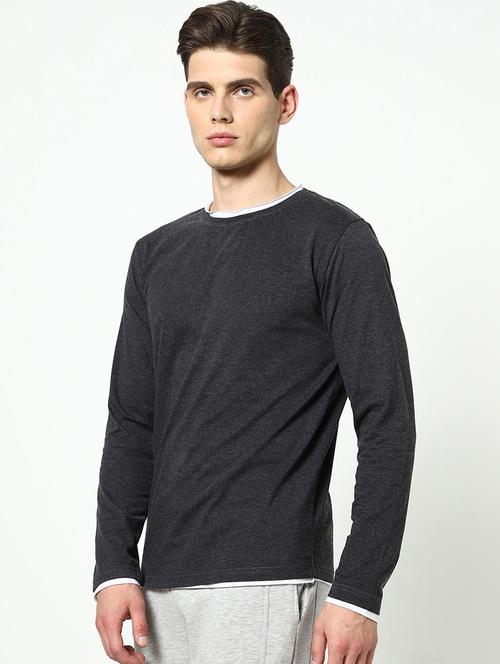 grey cotton plain tshirt - 20746403 - Very Small Image - 1