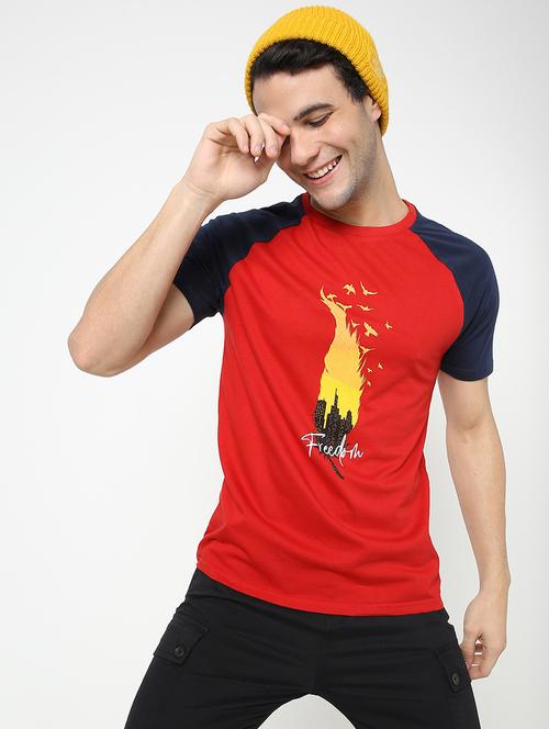 red cotton printed t-shirt - 20746421 - Very Small Image - 1