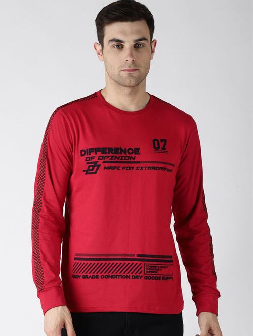 red typographic taped sleeves t-shirt - 20746547 - Very Small Image - 1