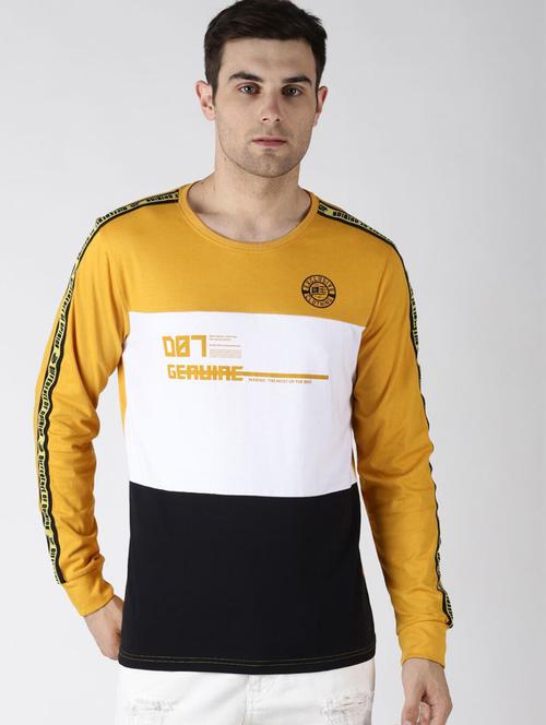 yellow color block long sleeve t-shirt - 20746553 - Very Small Image - 1