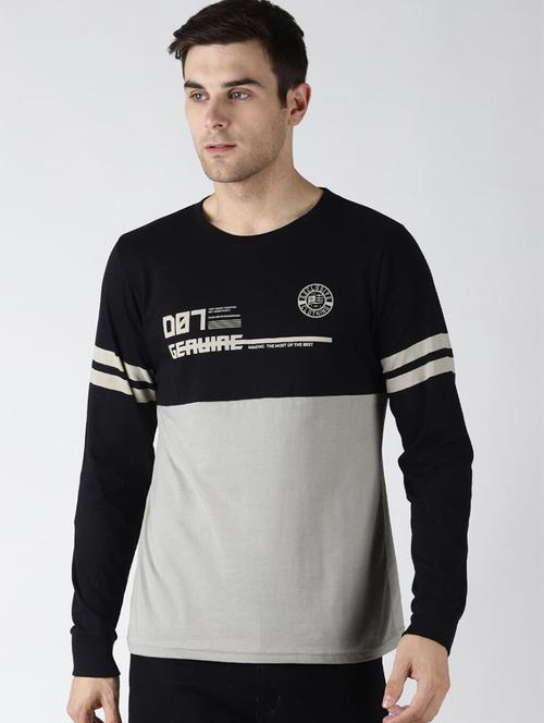 men color block long sleeve t-shirt - 20746554 - Very Small Image - 1
