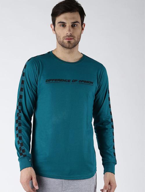 men teal round neck t-shirt - 20746585 - Very Small Image - 1