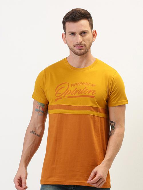 men yellow typographic round neck regular t-shirt - 20746613 - Very Small Image - 1
