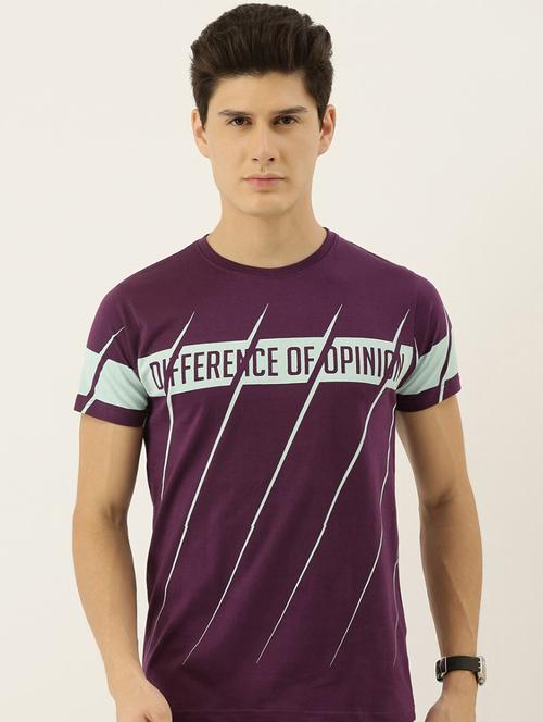 men purple typographic round neck regular t-shirt - 20746623 - Very Small Image - 1