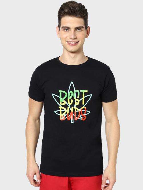 black typographic short sleeve t-shirt - 20746625 - Very Small Image - 1