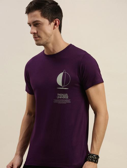 men purple graphic round neck regular t-shirt - 20746642 - Very Small Image - 1