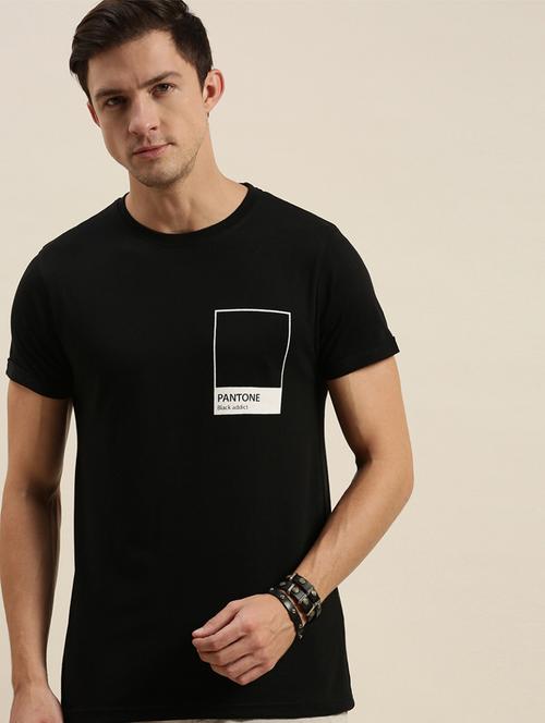 men black graphic round neck regular t-shirt - 20746645 - Very Small Image - 1