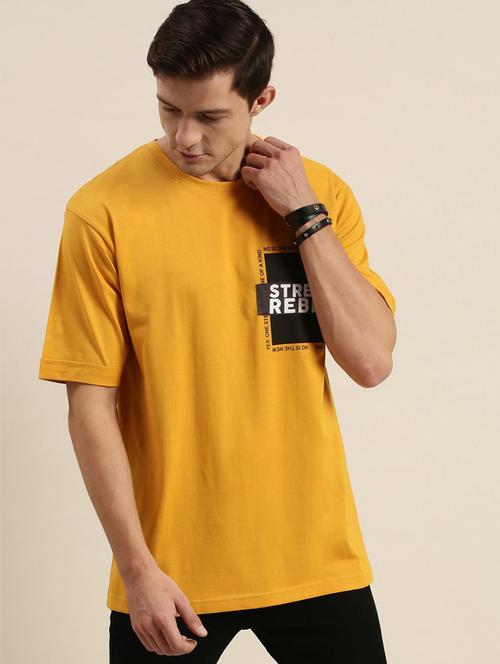 yellow placement print detailed round neck t-shirt - 20746663 - Very Small Image - 1