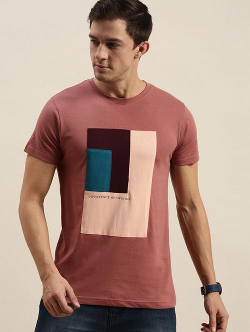 men pink graphic round neck regular t-shirt - 20746669 - Very Small Image - 1