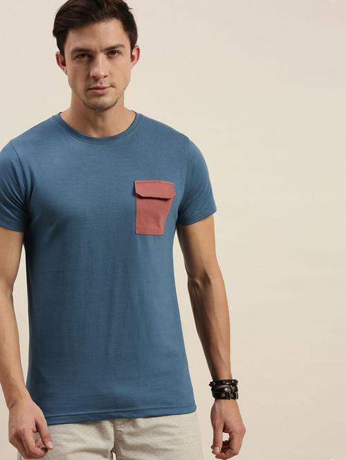 men blue round neck t-shirt - 20746695 - Very Small Image - 1
