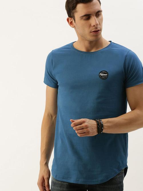 men blue solid round neck regular t-shirt - 20746715 - Very Small Image - 1