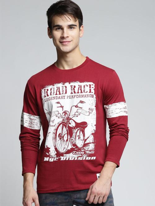 men maroon graphic round neck regular t-shirt - 20746721 - Very Small Image - 1