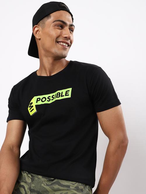men black typographic round neck regular t-shirt - 20746723 - Very Small Image - 1