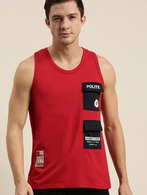 red cotton sleeveless vest - 20746733 - Very Small Image - 1