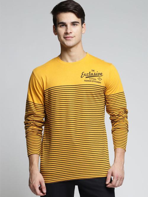 yellow striped detailed round neck t-shirt - 20746753 - Very Small Image - 1