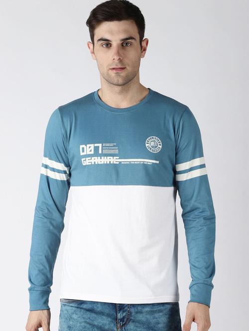 men blue printed round neck regular t-shirt - 20746767 - Very Small Image - 1