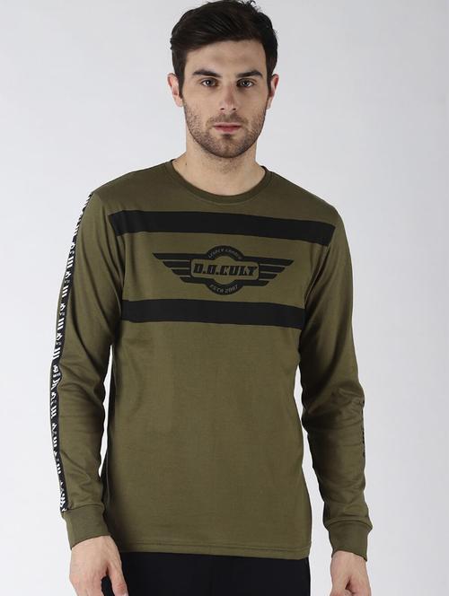olive typographic long sleeve t-shirt - 20746776 - Very Small Image - 1