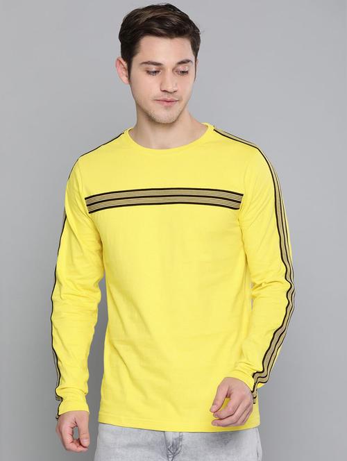 yellow taped detailed round neck t-shirt - 20746780 - Very Small Image - 1