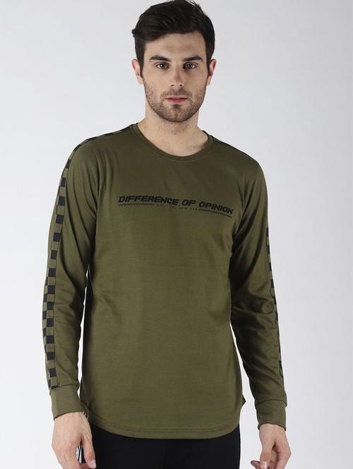 olive typographic long sleeve t-shirt - 20746810 - Very Small Image - 1