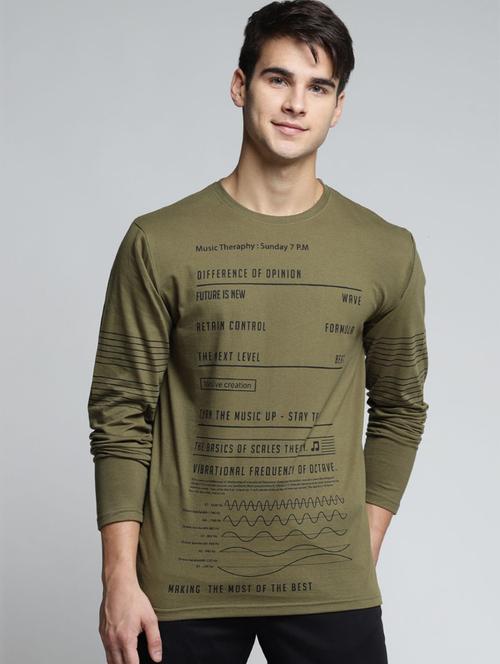 olive cotton printed t-shirt - 20746814 - Very Small Image - 1