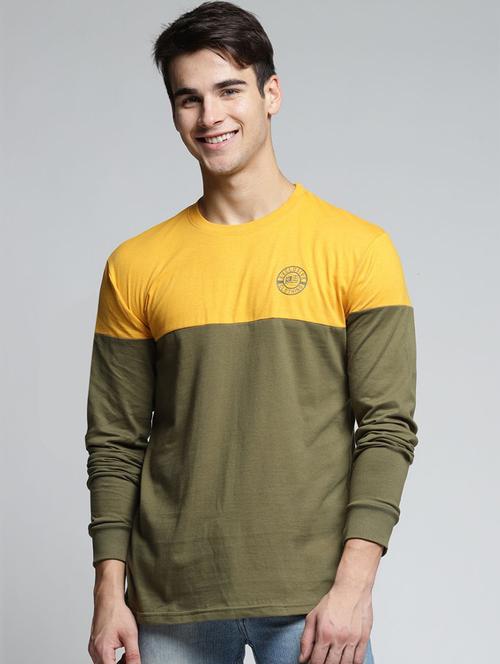 yellow & olive color block long sleeve t-shirt - 20746849 - Very Small Image - 1