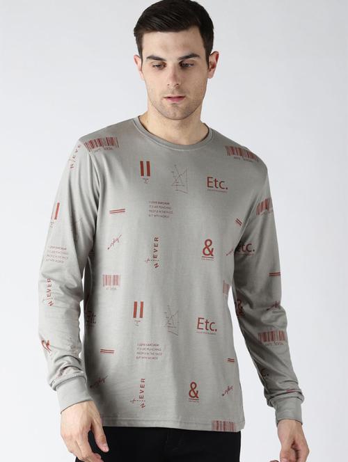 grey printed detailed round neck t-shirt - 20746893 - Very Small Image - 1