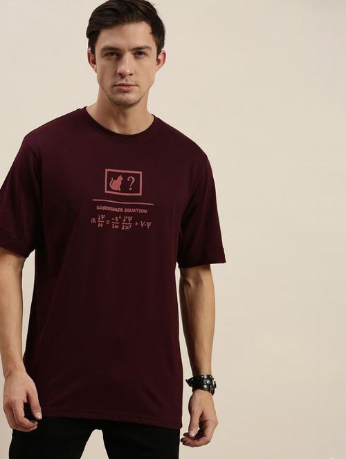 maroon graphic printed detailed round neck t-shirt - 20746895 - Very Small Image - 1