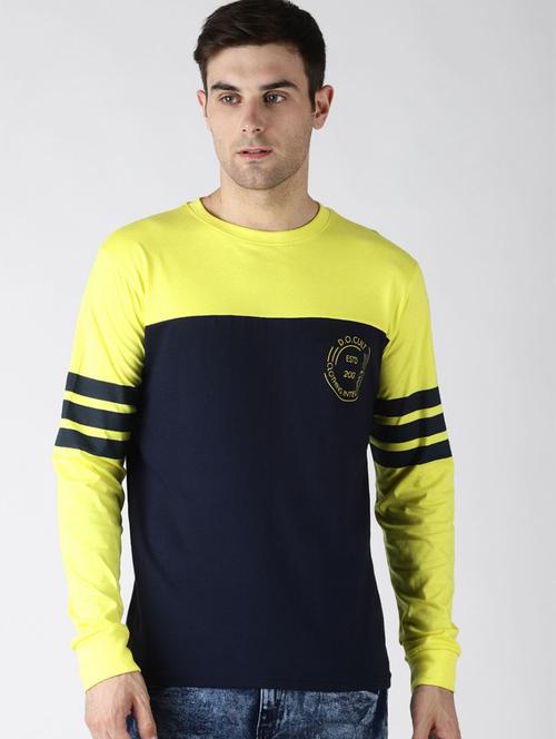 yellow & blue printed detailed round neck t-shirt - 20746912 - Very Small Image - 1