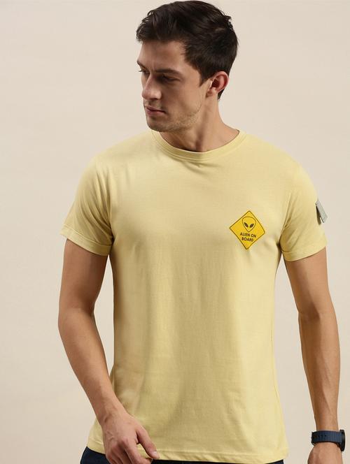 yellow printed detailed round neck t-shirt - 20746924 - Very Small Image - 1