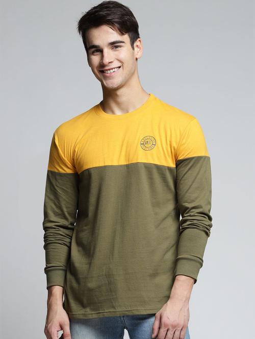 yellow & olive color block long sleeve t-shirt - 20747000 - Very Small Image - 1