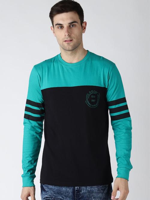 turquoise & black color block long sleeve t-shirt - 20747031 - Very Small Image - 1
