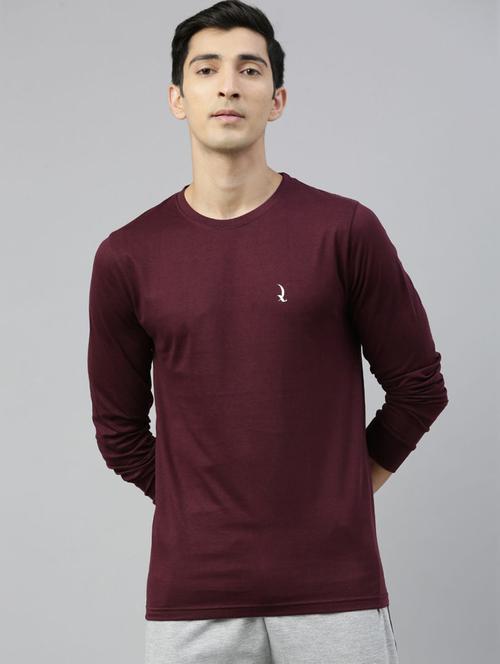 maroon cotton plain tshirt - 20747052 - Very Small Image - 1