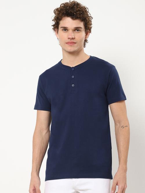 navy blue cotton plain t-shirt - 20747083 - Very Small Image - 1