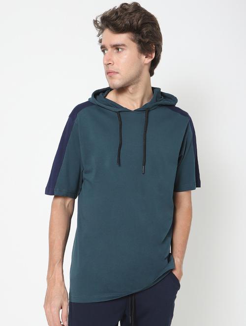 teal color block short sleeve t-shirt - 20747096 - Very Small Image - 1