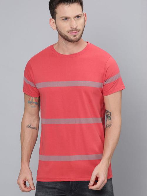coral striped short sleeve t-shirt - 20747124 - Very Small Image - 1
