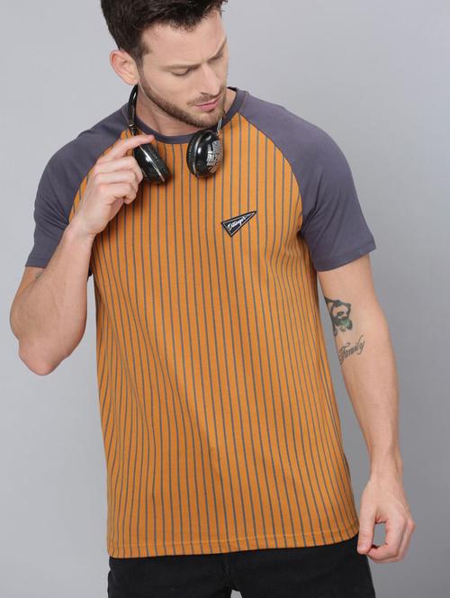men mustard round neck t-shirt - 20747135 - Very Small Image - 1