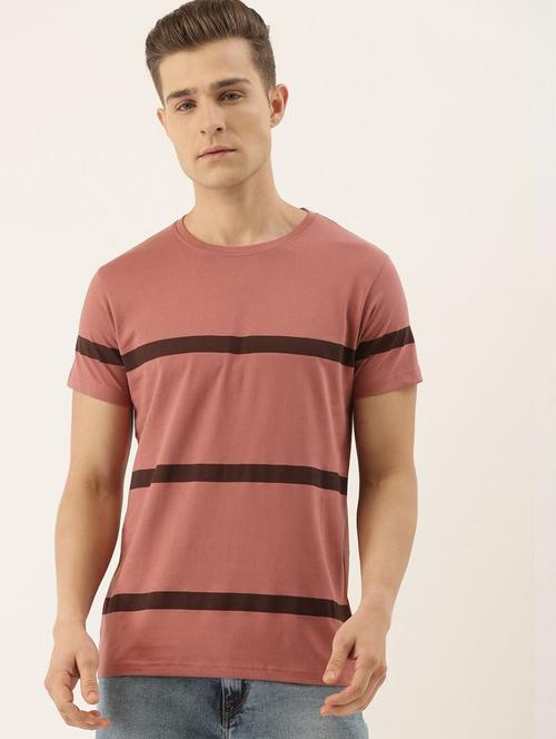 pink striped detailed round neck t-shirt - 20747161 - Very Small Image - 1