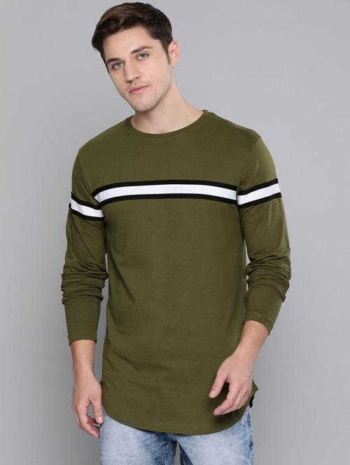 olive striped long sleeve t-shirt - 20747270 - Very Small Image - 1